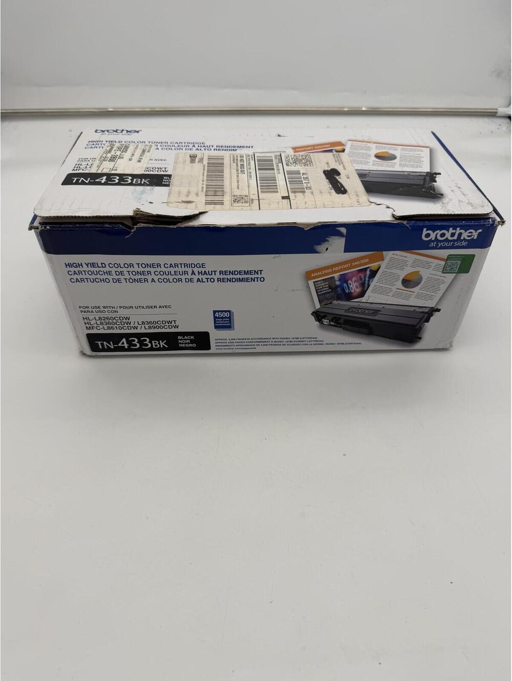 Brother High Yield Color Toner Black TN 433BK Open Box Sealed